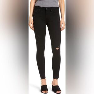 Articles of Society Sarah Cut-Off Hem Skinny Jeans Fenton Black Stretch Cotton